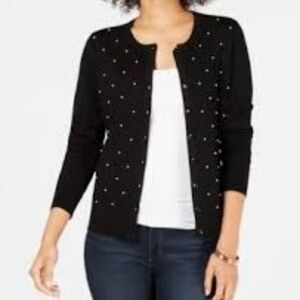 Uniqlo 100%wool  open front crew neck polka dot cardigan xs